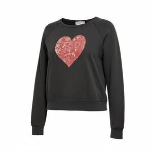 Wildfox Distressed Heart Graphic Sweatshirt Pullover Gray - Small